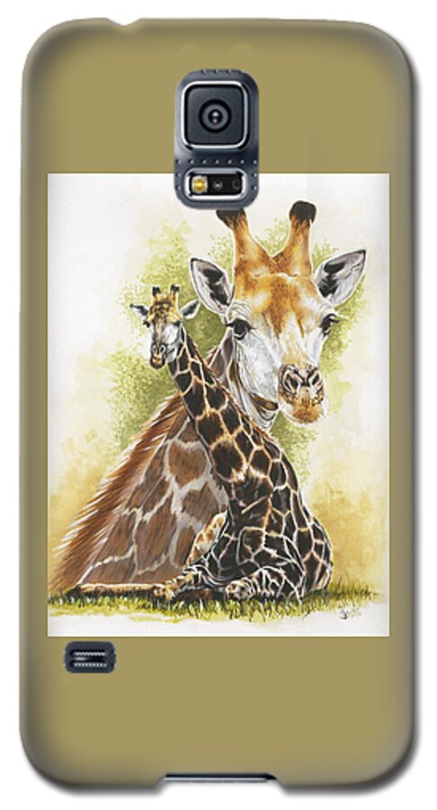 Giraffe Galaxy S5 Case featuring the mixed media Stateliness by Barbara Keith