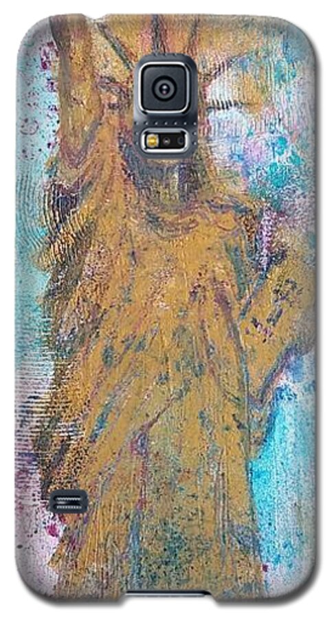 Graffiti Galaxy S5 Case featuring the painting Statue of Liberty by Lisa Debaets