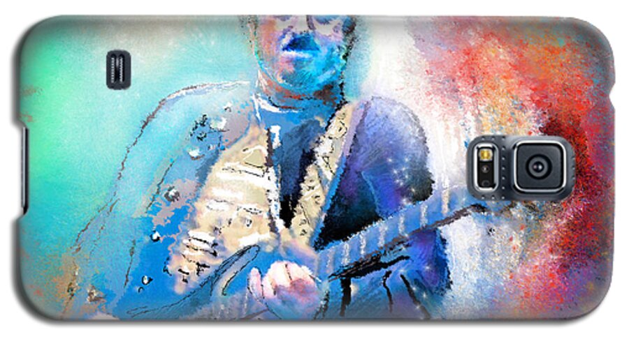 Music Galaxy S5 Case featuring the painting Steve Lukather 01 by Miki De Goodaboom