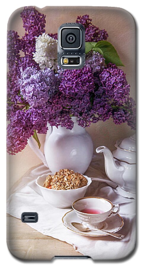 Still Life Galaxy S5 Case featuring the photograph Still life with fresh lilac and china pots by Jaroslaw Blaminsky