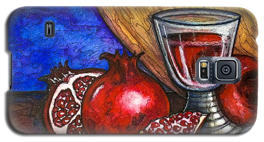 Original Copy Galaxy S5 Case featuring the painting Still Life with Pomegranate and Goblet 1 by Rae Chichilnitsky