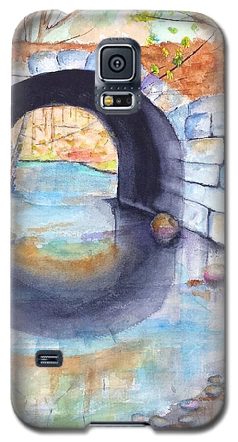 Bridge Galaxy S5 Case featuring the painting Stone Arch Bridge Dunstable by Carlin Blahnik CarlinArtWatercolor