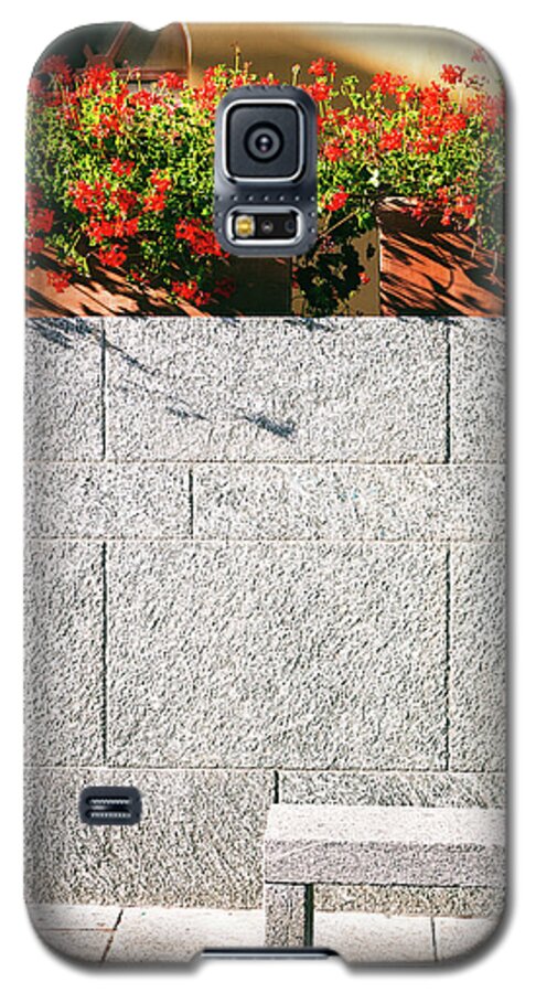 Architecture Galaxy S5 Case featuring the photograph Stone bench with flowers by Silvia Ganora