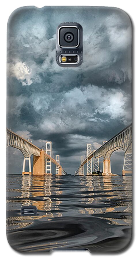 Chesapeake Bay Bridge Galaxy S5 Case featuring the photograph Stormy Chesapeake Bay Bridge by Erika Fawcett