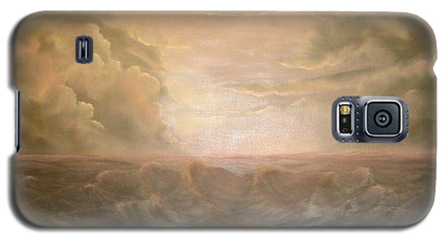 Pink And Gray Tones Galaxy S5 Case featuring the painting Stormy Night by Sandy Dusek