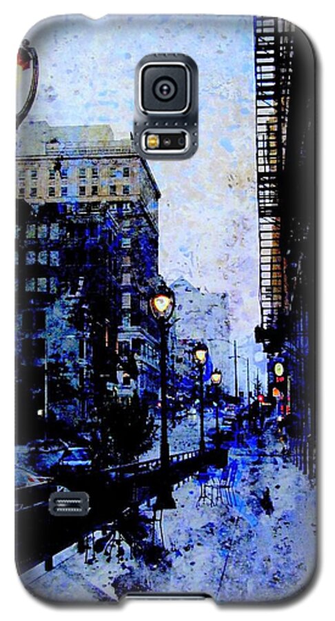 Fusion Foto Art Galaxy S5 Case featuring the digital art Street Lamps Sidewalk Abstract by Anita Burgermeister