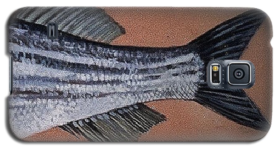 Fish Ocean Fishing Galaxy S5 Case featuring the ceramic art Striped Bass #1 by Andrew Drozdowicz