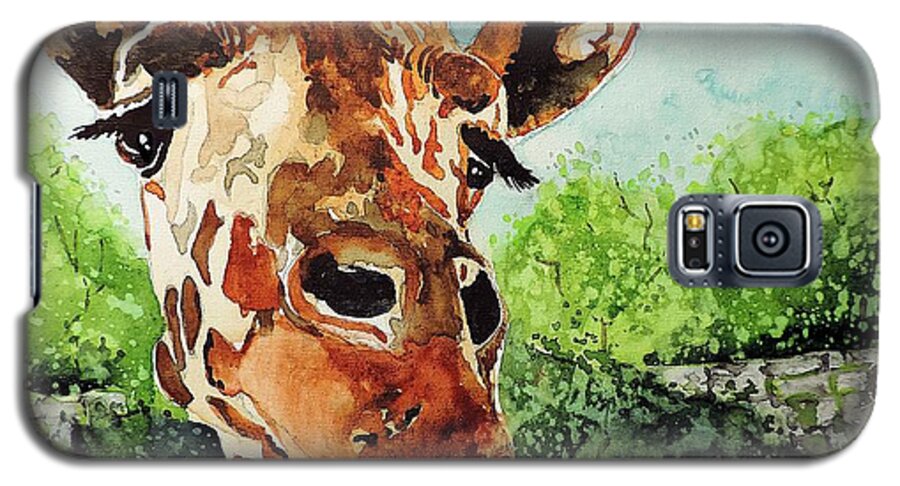 Giraffe Galaxy S5 Case featuring the painting Such a Sweet Face by Tom Riggs