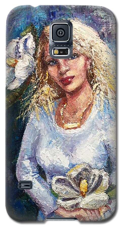 Girl Galaxy S5 Case featuring the painting Sugar Magnolia by Beverly Boulet