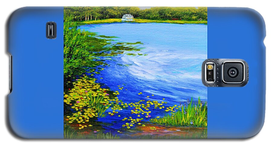 Lake Galaxy S5 Case featuring the painting Summer at the Lake by Anne Marie Brown