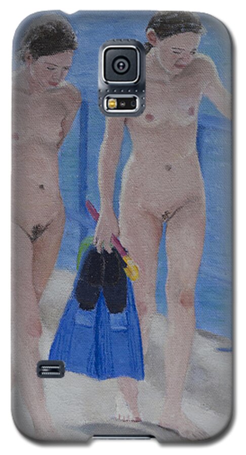 Nude Galaxy S5 Case featuring the painting Sun Lovers by Masami Iida