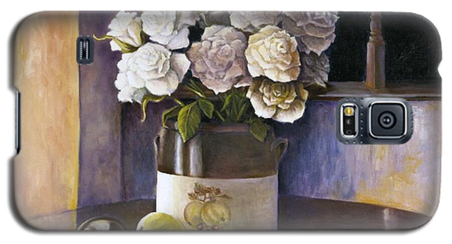 Still Life Galaxy S5 Case featuring the painting Sunday Morning and Roses Redux by Marlene Book