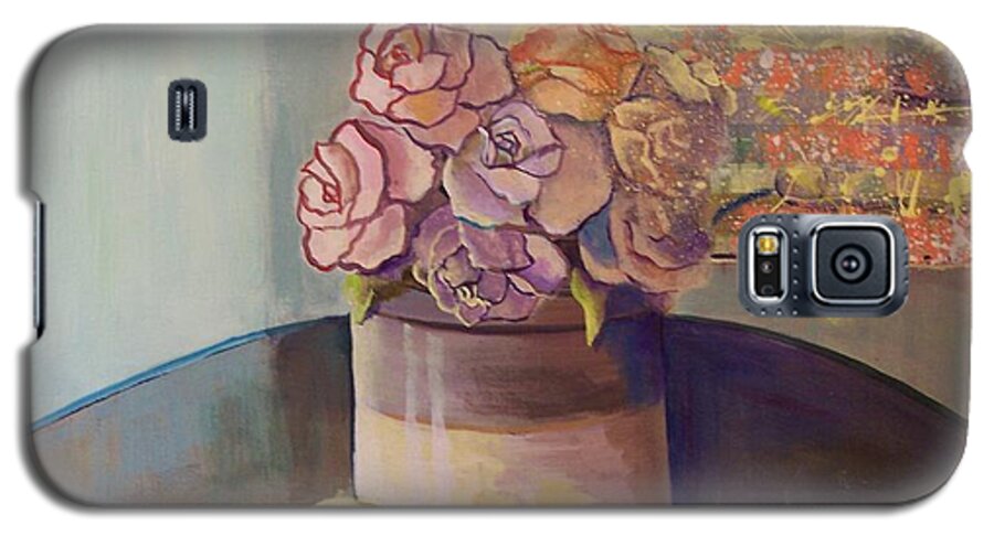Still Life Galaxy S5 Case featuring the painting Sunday Morning Roses Through the Looking Glass by Marlene Book