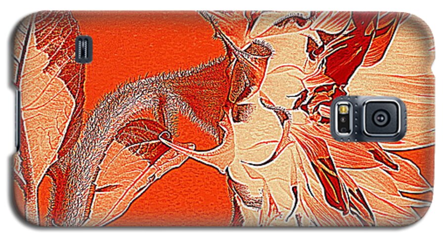 Sunflower Galaxy S5 Case featuring the mixed media Sunflower - Orange Deco Burst by Janine Riley