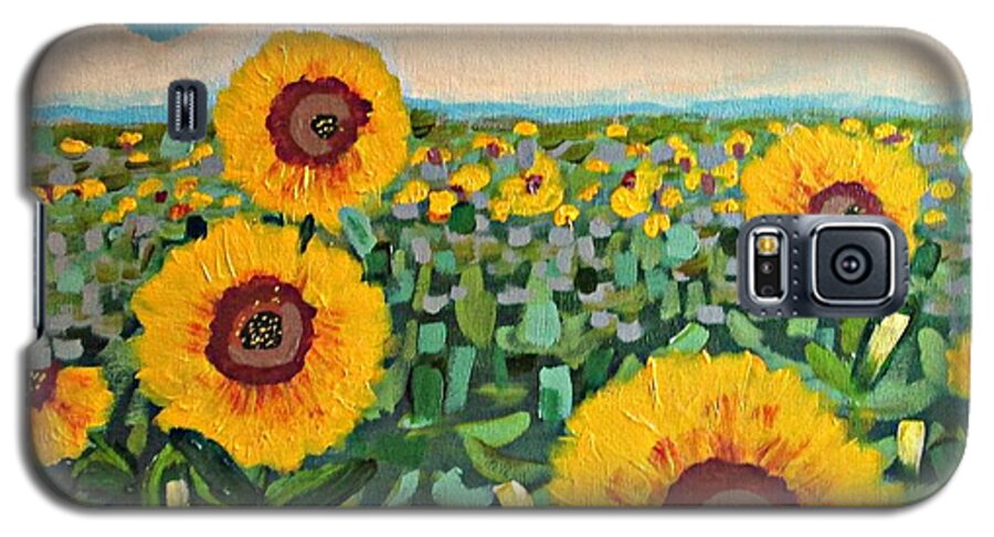 Sunflowers Galaxy S5 Case featuring the painting Sunflower Serendipity by Mary Mirabal