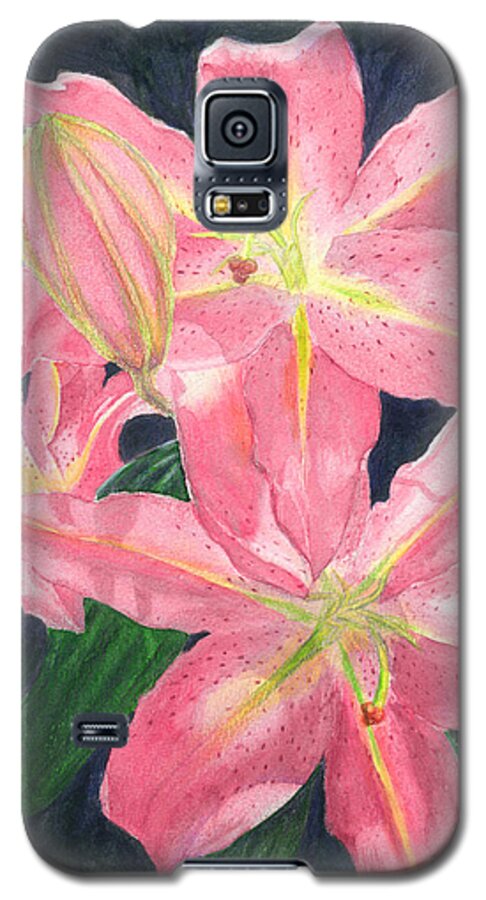 Floral Galaxy S5 Case featuring the painting Sunlit Lilies by Lynn Quinn