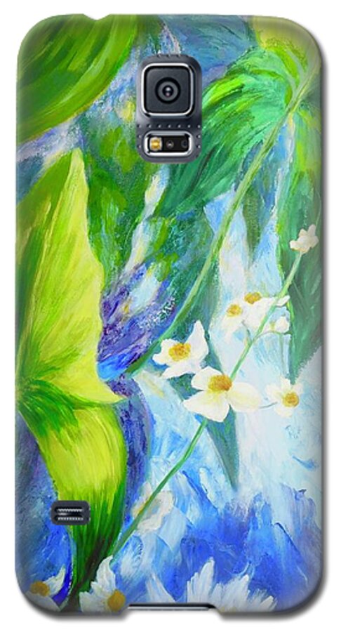 Garden Galaxy S5 Case featuring the painting Sunrise in My Garden by Irene Hurdle