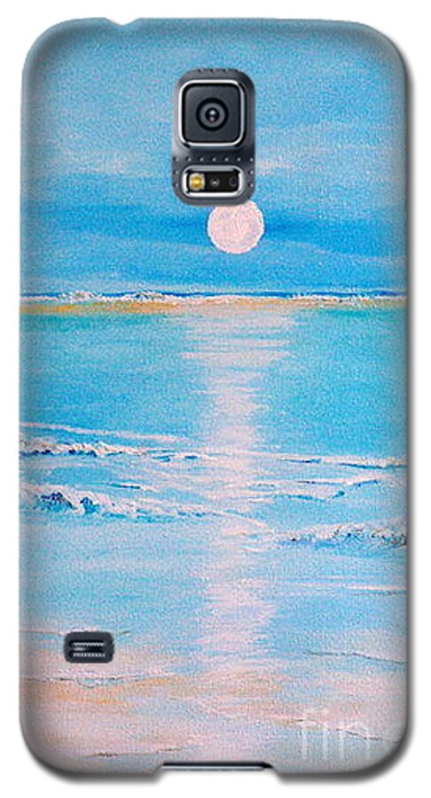Acrylic Galaxy S5 Case featuring the painting Sunset At The Beach by Teresa Wegrzyn