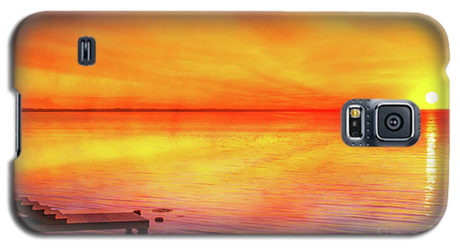 Sunset By The Shore Galaxy S5 Case featuring the digital art Sunset by the Shore by Randy Steele