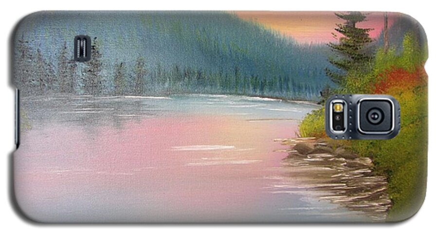 Hilltop Galaxy S5 Case featuring the painting Sunset Lake by Thomas Janos