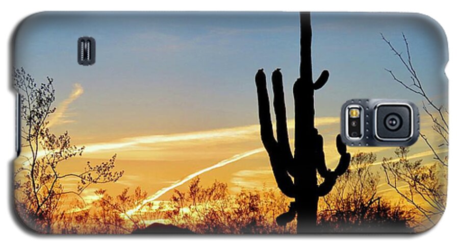 Arizona Galaxy S5 Case featuring the photograph Sunset Saguaro in the Spring by Judy Kennedy
