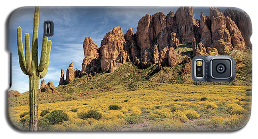 Saguaro Galaxy S5 Case featuring the photograph Superstition Mountains Saguaro by James Eddy