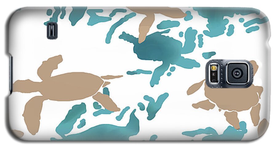 Turtle Galaxy S5 Case featuring the digital art Swimming Turtles by April Burton