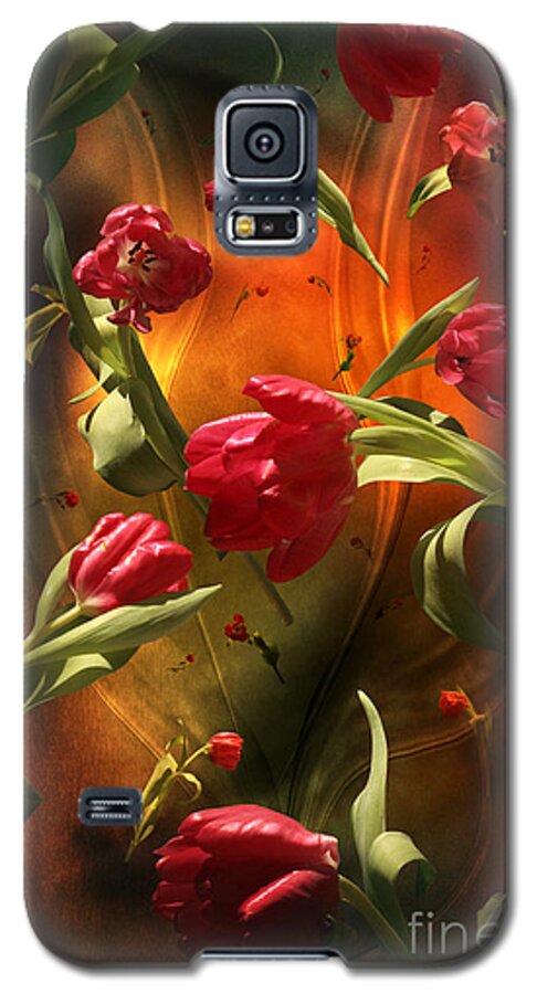 Tulip Galaxy S5 Case featuring the digital art Swirling tulips by Johnny Hildingsson