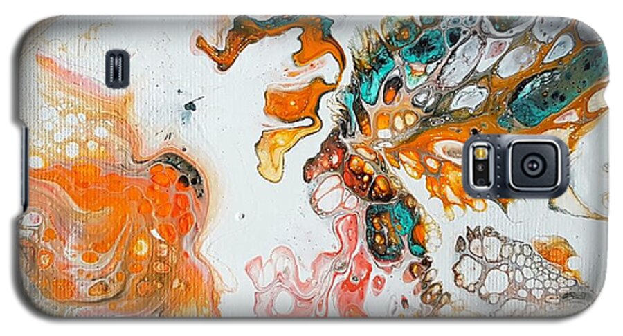 Pour Galaxy S5 Case featuring the painting Tango with Turquoise by Jo Smoley