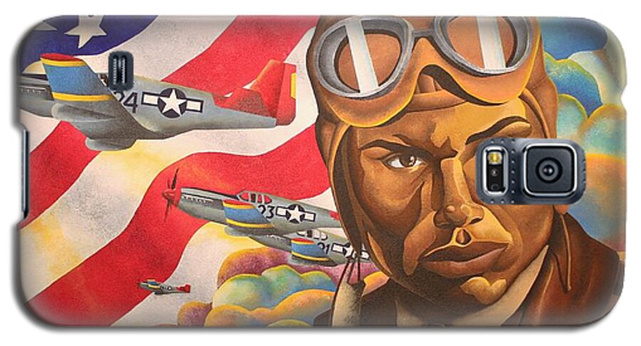 Patriotic Portrait Aerial Scene Galaxy S5 Case featuring the painting The Airman by William Roby