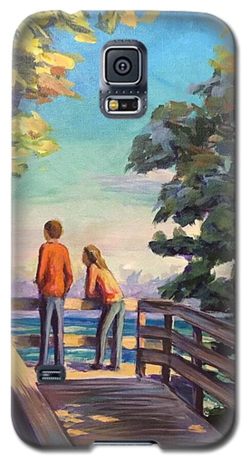 Landscape Galaxy S5 Case featuring the painting The Beach View - Winter by Gretchen Ten Eyck Hunt