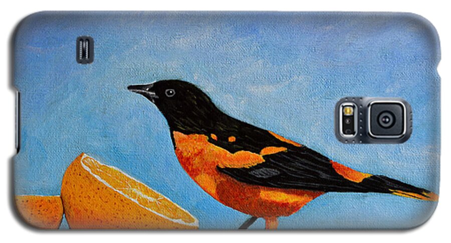 Bird Galaxy S5 Case featuring the painting The Bird And Orange by Laura Forde