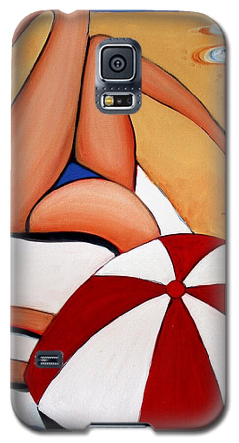 Beach Galaxy S5 Case featuring the painting The Blue Bikini by Leanne Wilkes