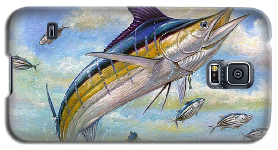 Blue Marlin Galaxy S5 Case featuring the painting The Blue Marlin Leaping To Eat by Terry Fox
