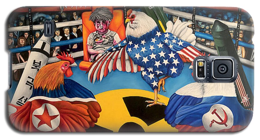 Political Painting Galaxy S5 Case featuring the painting The Chickens Fight by O Yemi Tubi