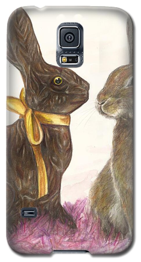 Bunny Galaxy S5 Case featuring the drawing The chocolate imposter by Meagan Visser