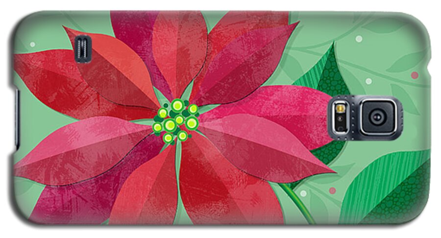 Christmas Galaxy S5 Case featuring the digital art The Christmas Poinsettia by Valerie Drake Lesiak