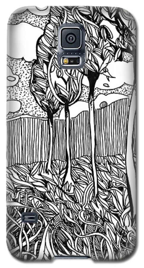 Drawing Galaxy S5 Case featuring the drawing The dance of the wind by Enrique Zaldivar