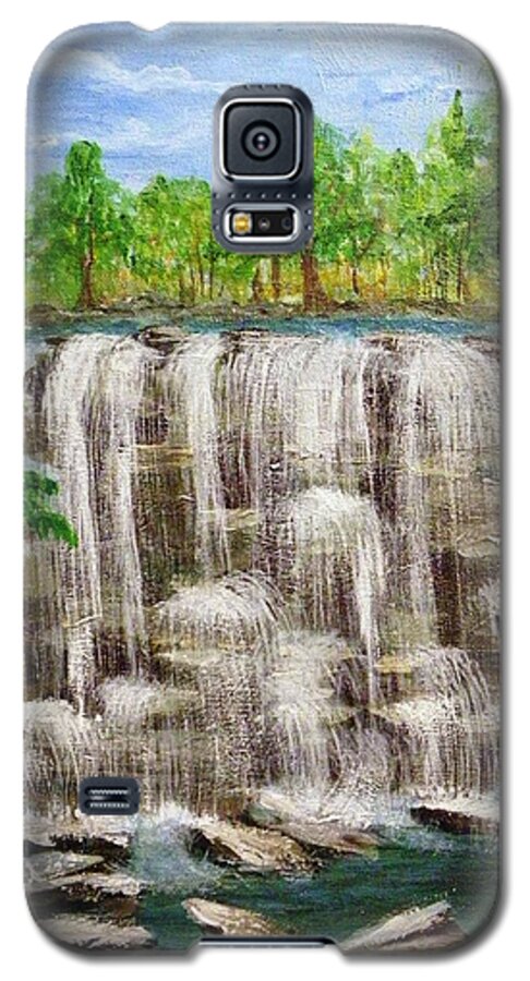 Acylics Galaxy S5 Case featuring the painting The Falls by Peggy King