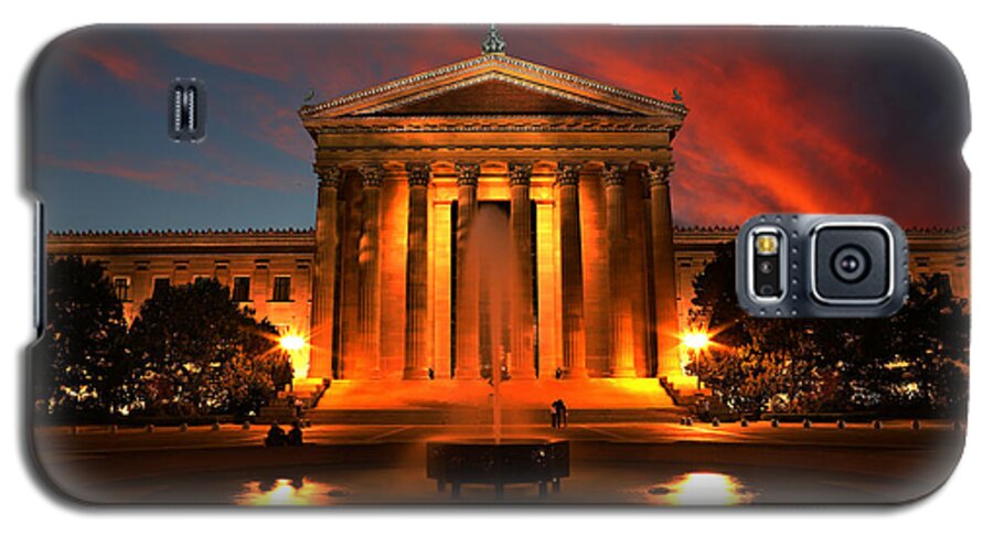 Lee Dos Santos Galaxy S5 Case featuring the photograph The Golden Columns - Philadelphia Museum of Art - Sunset by Lee Dos Santos