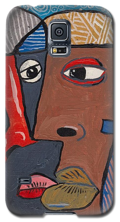 Abstract Galaxy S5 Case featuring the painting The Kiss by David Jackson