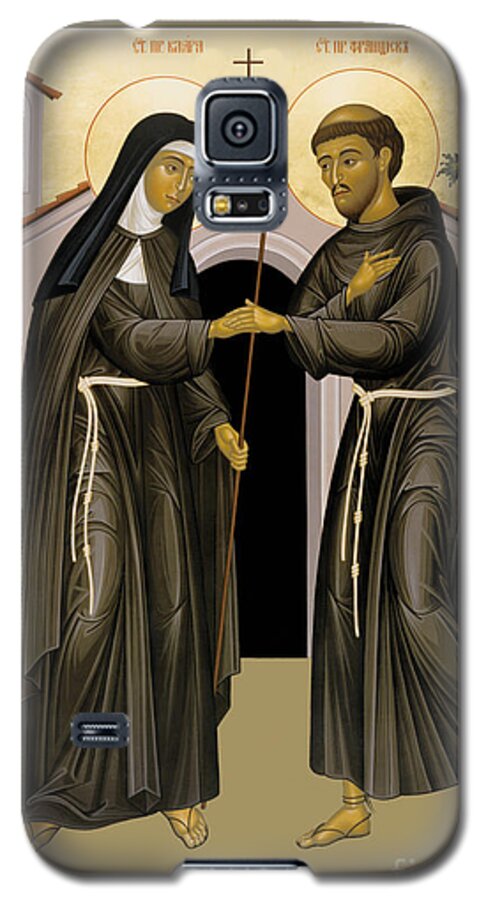 The Meeting Of Sts. Francis And Clare Galaxy S5 Case featuring the painting The Meeting of Sts. Francis and Clare - RLFAC by Br Robert Lentz OFM