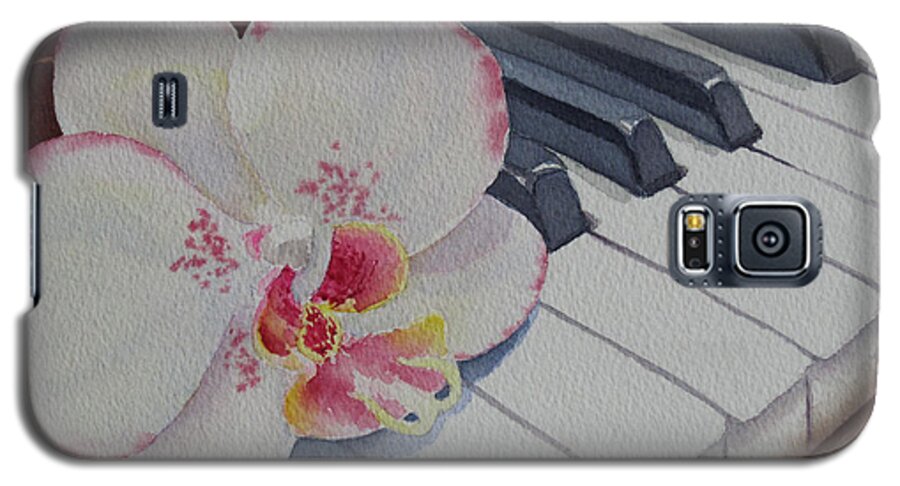 Piano Galaxy S5 Case featuring the painting The Orchids Song by Judy Mercer