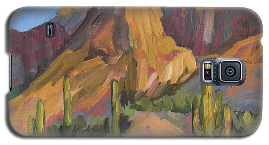 Arizona Galaxy S5 Case featuring the painting The Pinnacle at Goldfield Mountains by Diane McClary