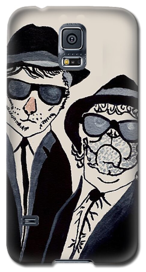Blues Brothers Cat And Dog Galaxy S5 Case featuring the painting The Real Blues Brothers by Connie Valasco