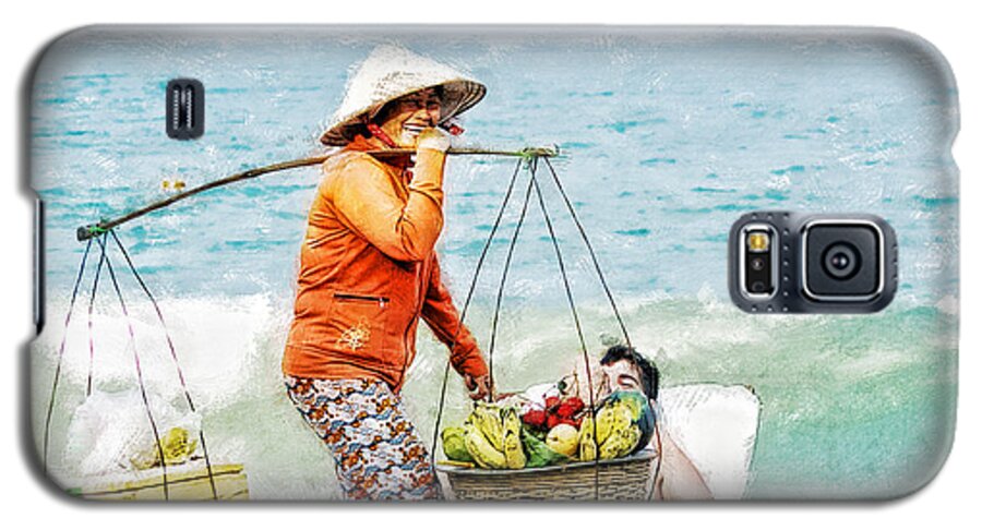Vietnam Galaxy S5 Case featuring the digital art The Smiling Vendor by Cameron Wood