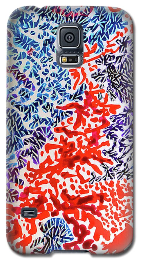  Galaxy S5 Case featuring the painting The Sound of Fireworks by Polly Castor