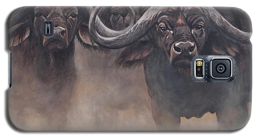 African Buffalo Galaxy S5 Case featuring the painting The Stand by Tammy Taylor