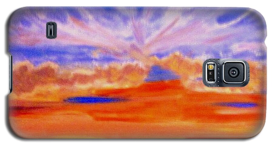 Sunset Galaxy S5 Case featuring the painting The Sun as a falling Star by Rusty Gladdish