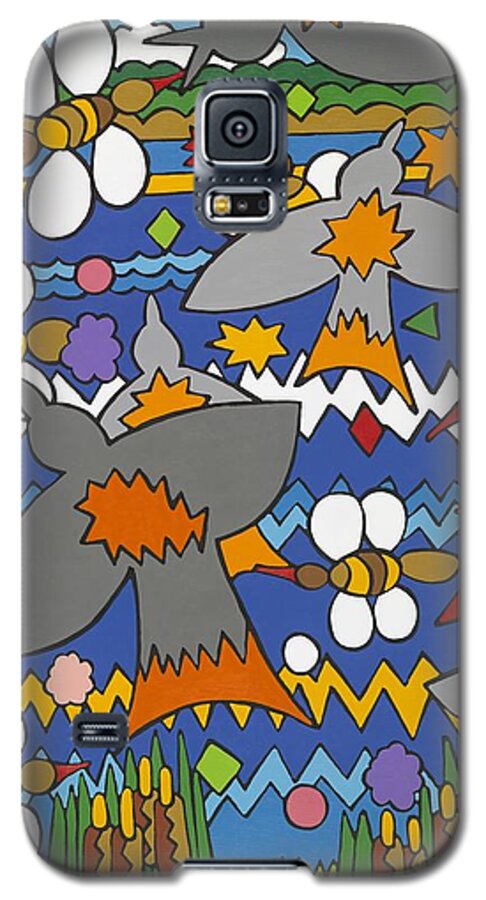Birds Galaxy S5 Case featuring the painting The Swallows by Rojax Art